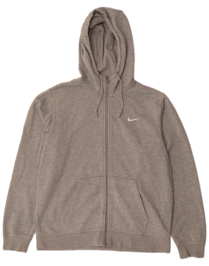 Suéter masculino NIKE com capuz e zíper grande cinza algodão
