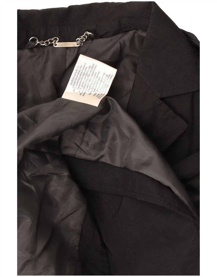 Casaco impermeável feminino Laura Ashley Reino Unido 14 algodão preto médio