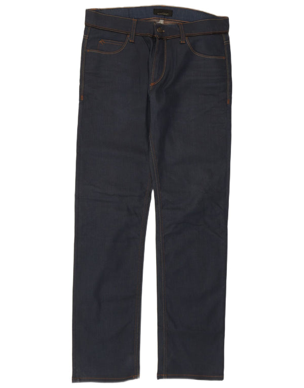 Zara Mens Straight Jeans EU 42 Grande W32 L32 Azul Marinho Algodão