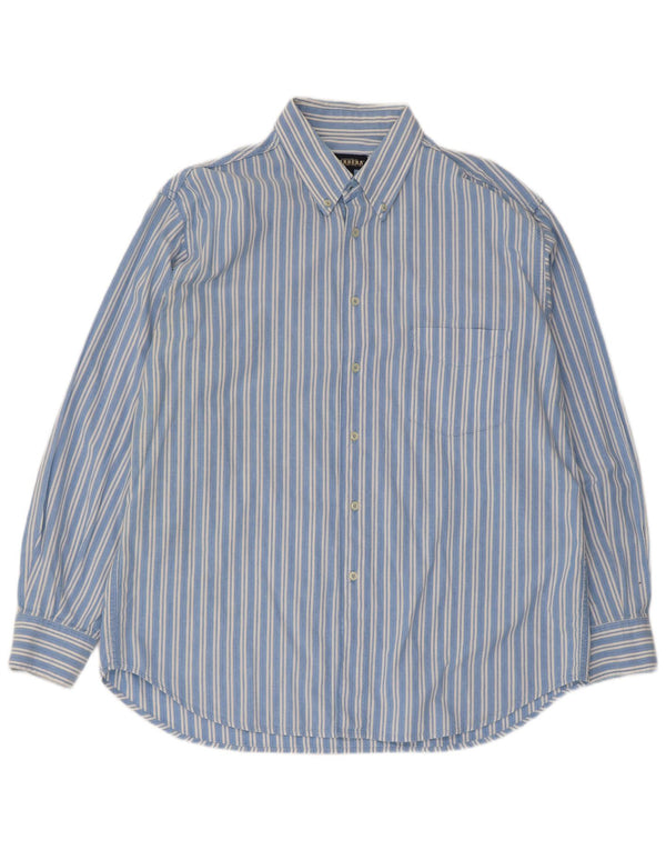 Camisa masculina Carrera XL listrada azul algodão
