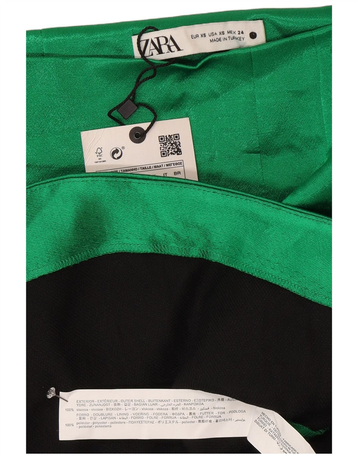 Mini saia feminina Zara XS W24 viscose verde
