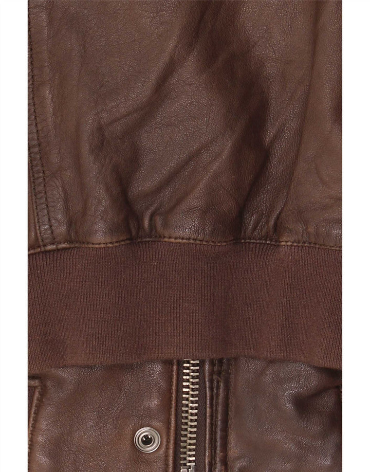 Jaqueta de couro masculina vintage UK 40 grande marrom