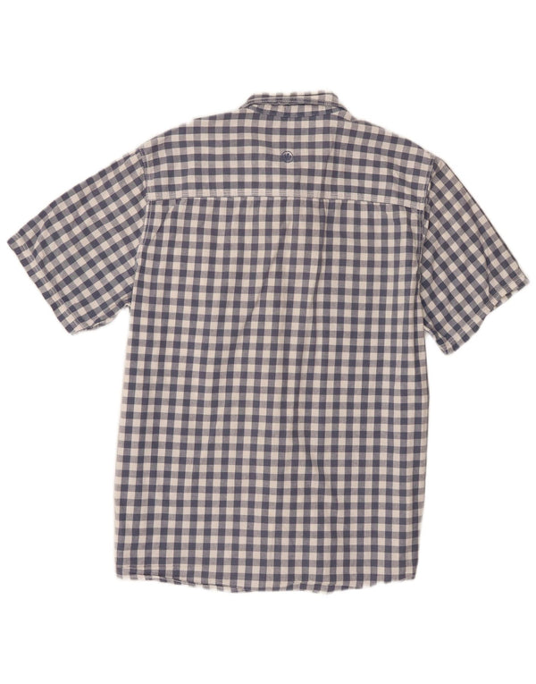 Camisa masculina de manga curta Fat Face Classic Fit grande algodão guingão azul