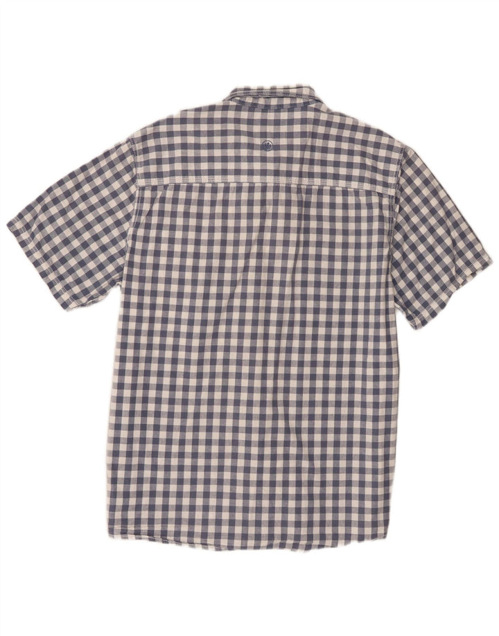 Camisa masculina de manga curta Fat Face Classic Fit grande algodão guingão azul