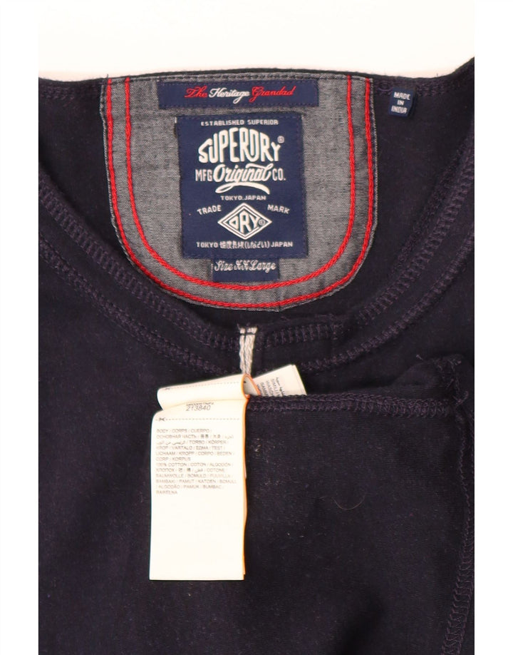 SUPERDRY Top masculino de manga comprida 2XL algodão azul marinho