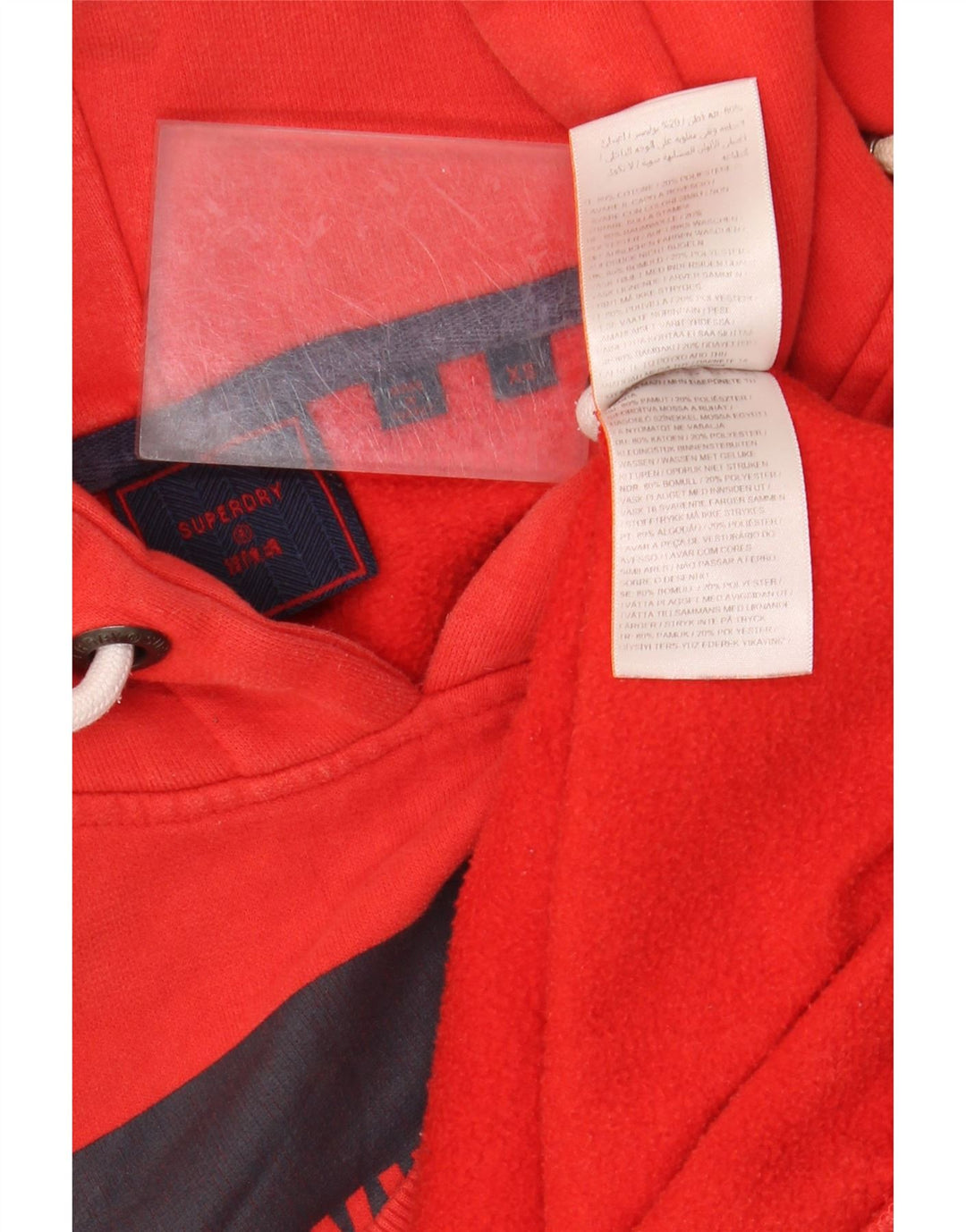 SUPERDRY moletom com capuz masculino gráfico XS algodão vermelho
