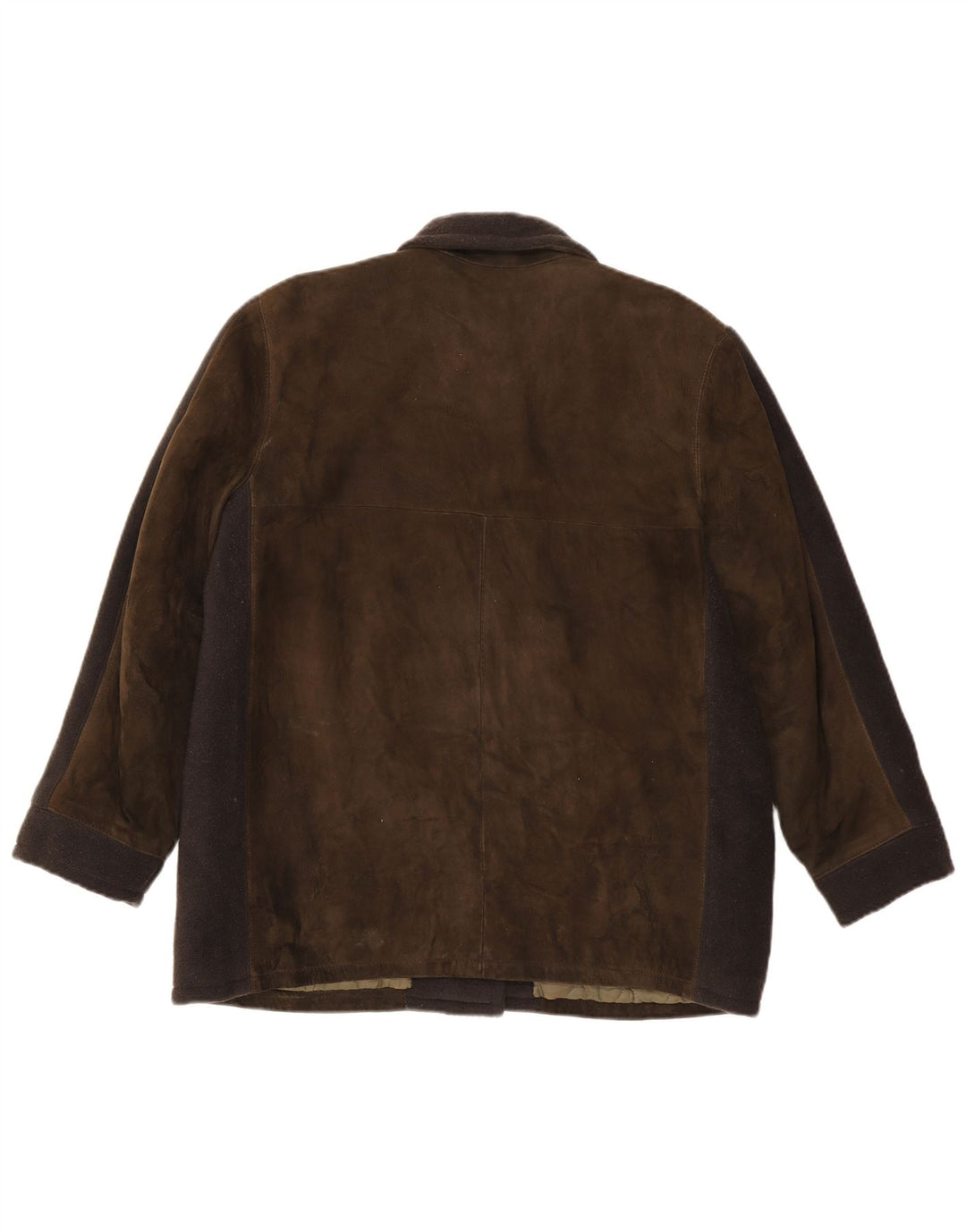 Jaqueta feminina vintage de camurça UK 16 grande bloco colorido marrom