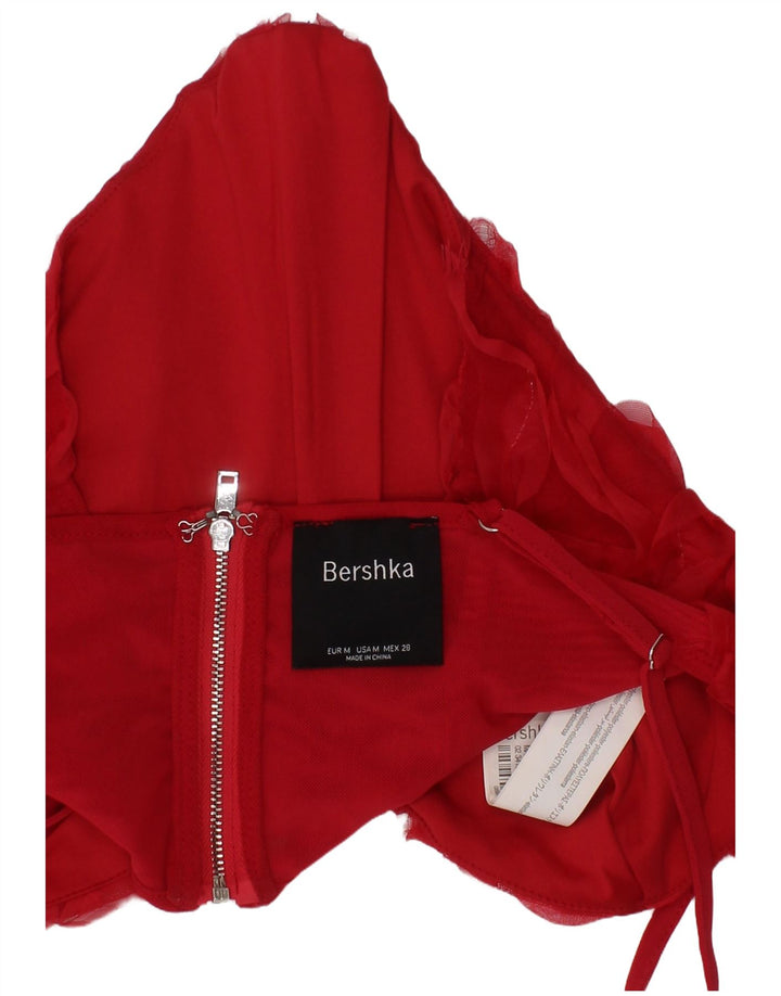 Bershka Womens Crop Corset Top Festival de poliéster vermelho médio