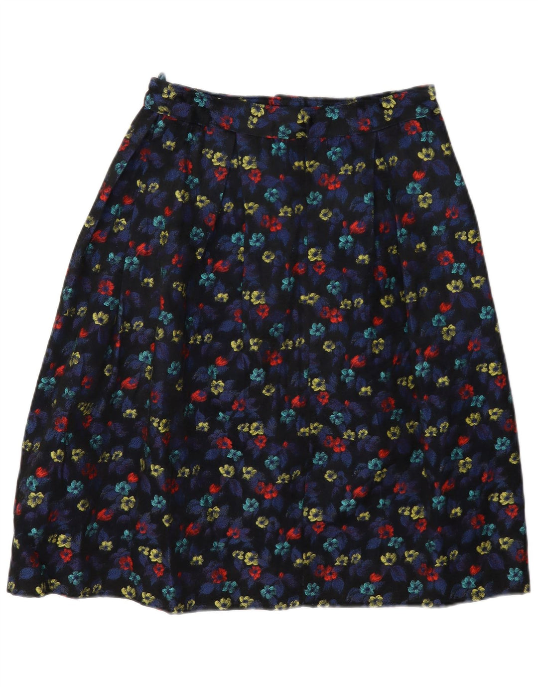 Saia feminina vintage linha A W28 média floral multicolorida