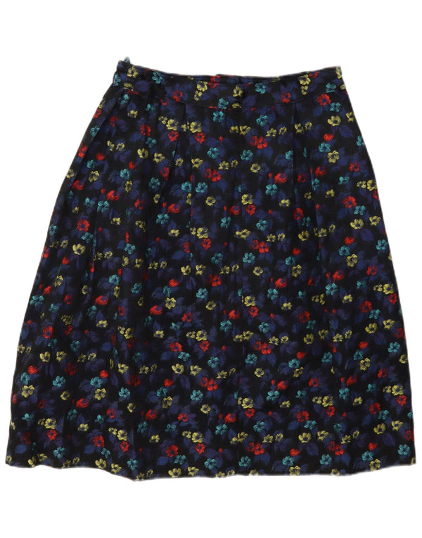 Saia feminina vintage linha A W28 média floral multicolorida