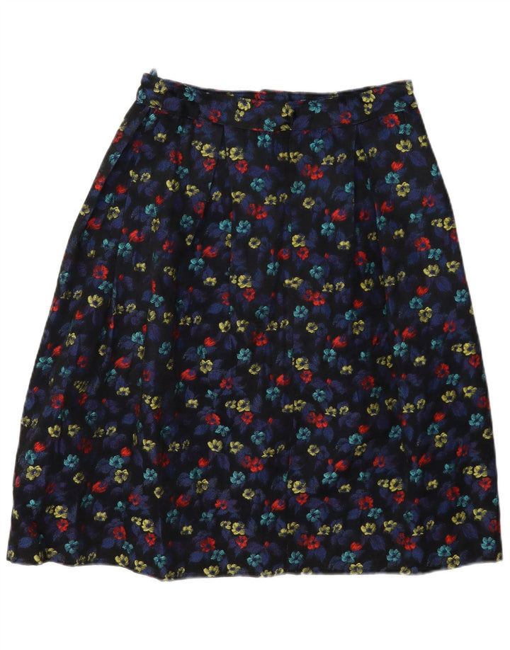 Saia feminina vintage linha A W28 média floral multicolorida