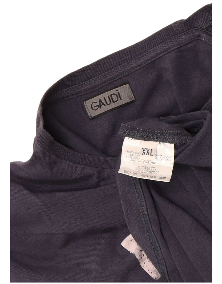 Top gráfico masculino Gaudi manga comprida 2XL algodão azul marinho
