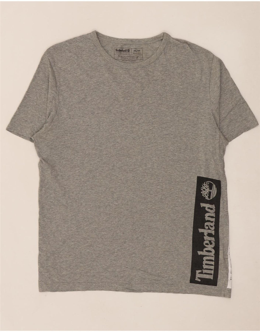 Camiseta masculina TIMBERLAND Regular Fit Graphic Top cinza médio algodão manchado