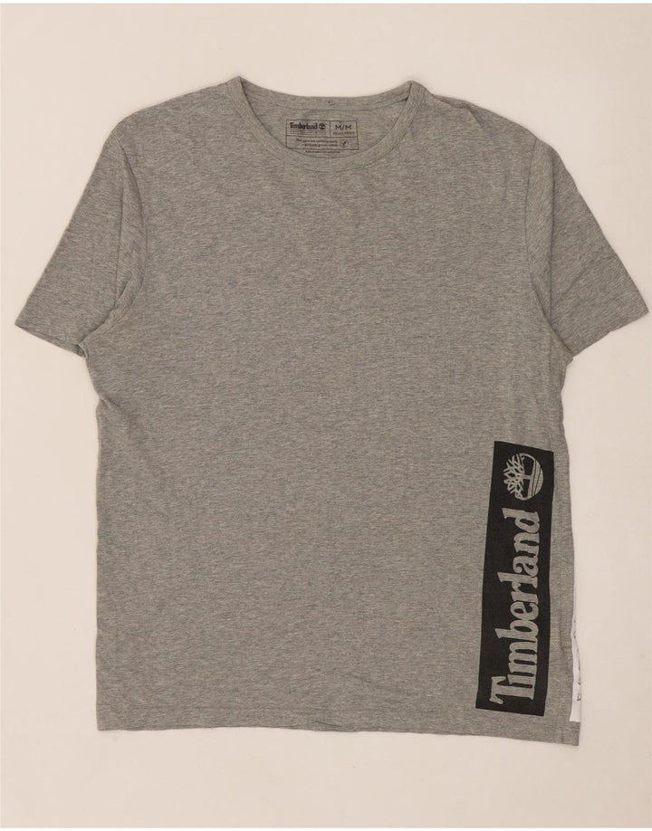 Camiseta masculina TIMBERLAND Regular Fit Graphic Top cinza médio algodão manchado