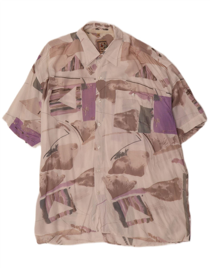 Camisa masculina VINTAGE com padrão abstrato tamanho 43/44 XL multicolorida