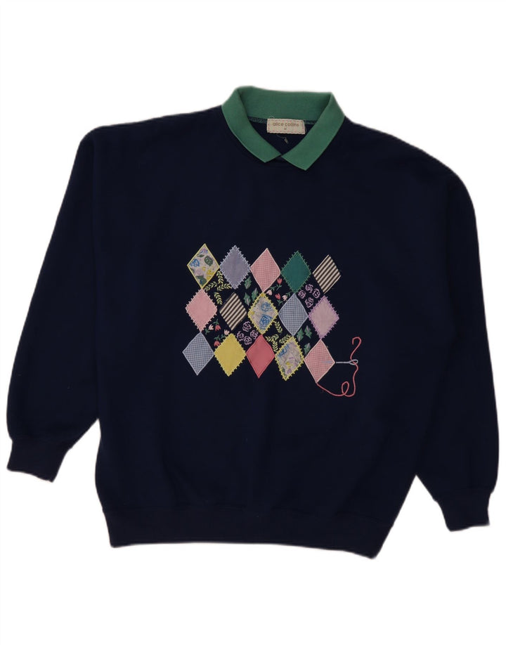 Alice Collins moletom masculino jumper médio azul marinho argyle/diamante