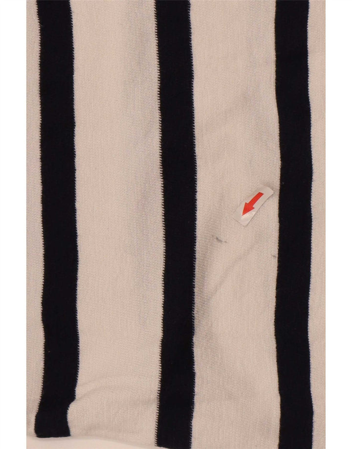 Top feminino Marks & Spencer manga comprida Reino Unido 12 algodão listrado branco médio