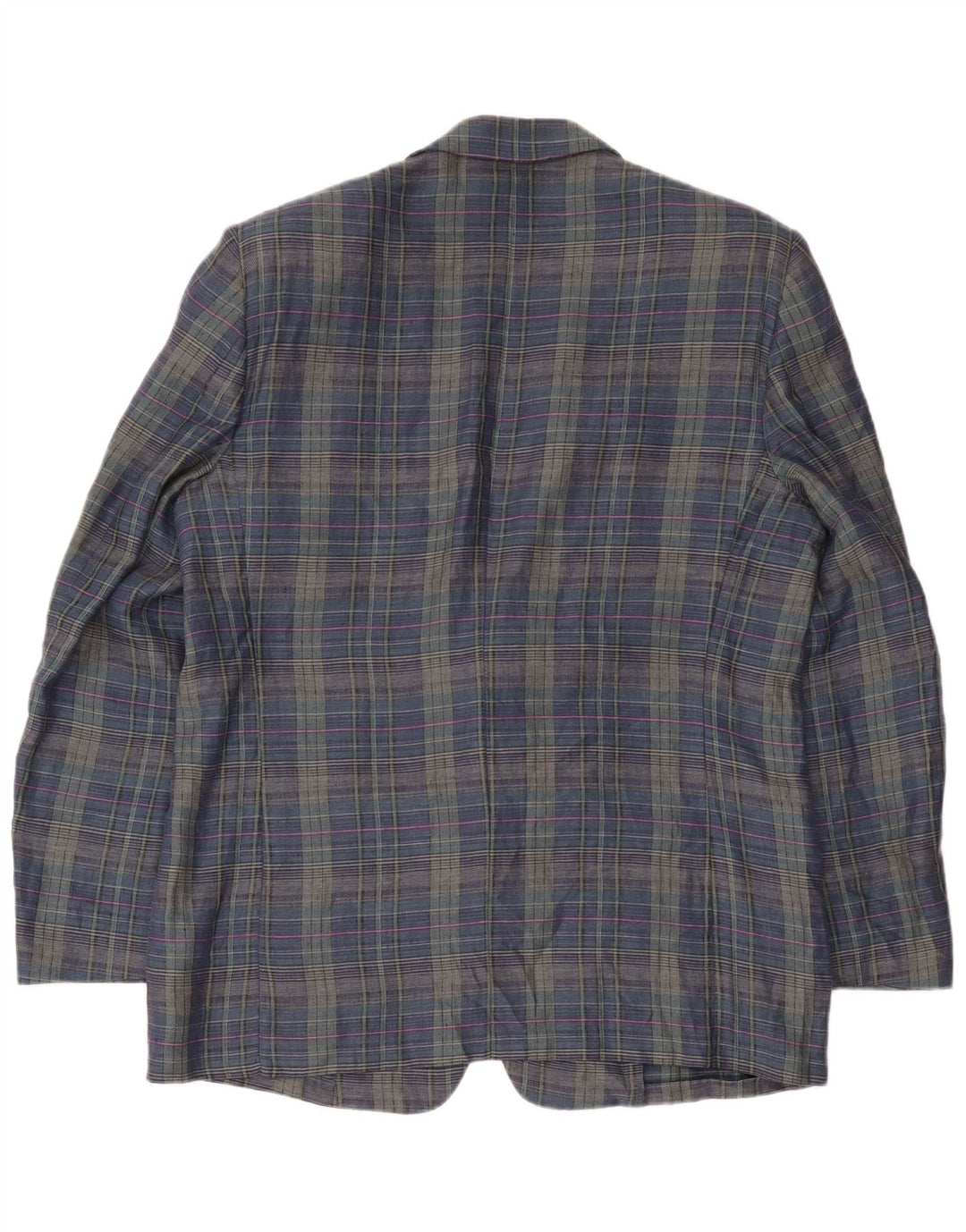 Jaqueta blazer masculina de 2 botões da Principles UK 40 grande linho xadrez azul marinho