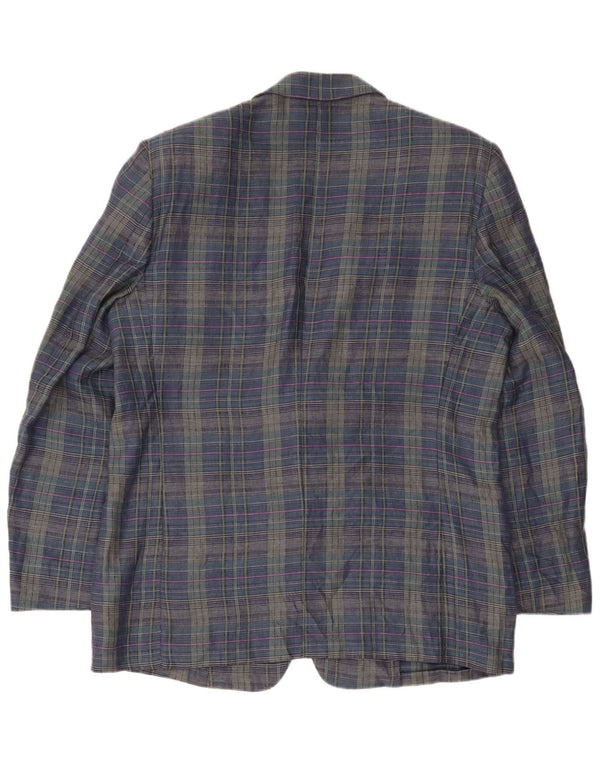 Jaqueta blazer masculina de 2 botões da Principles UK 40 grande linho xadrez azul marinho