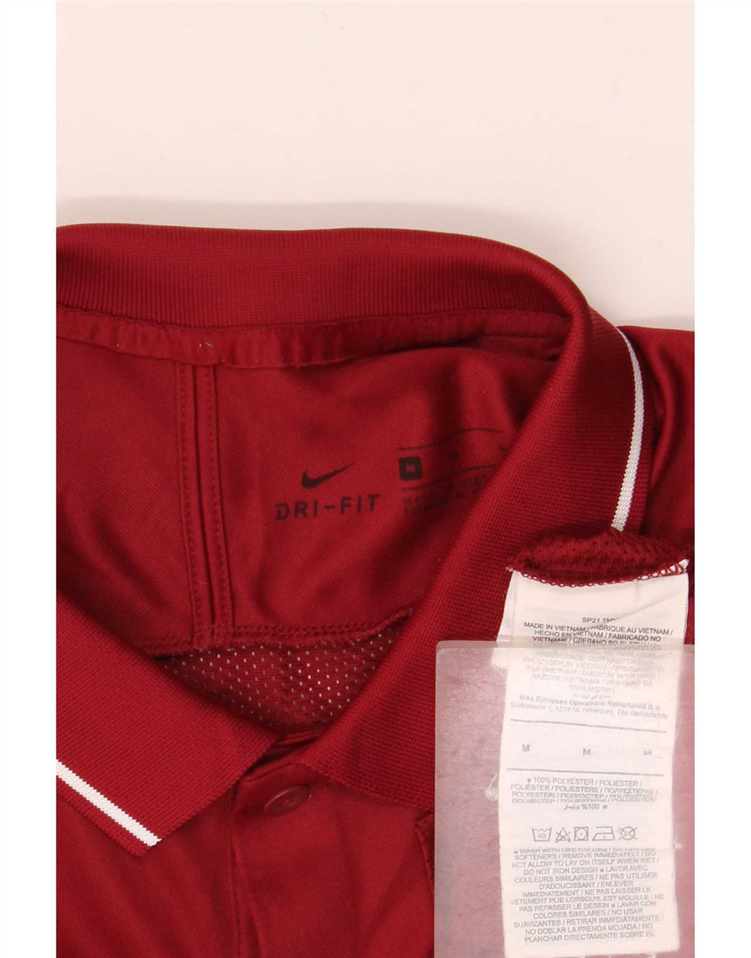 Camisa polo masculina Nike Dri Fit médio poliéster listrado cor de vinho