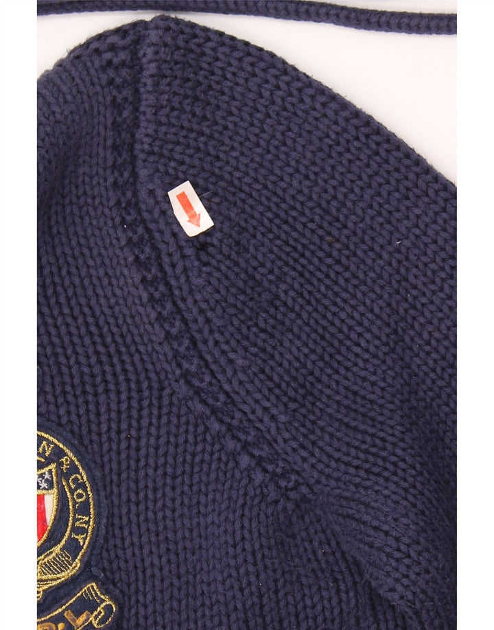 Suéter cardigã feminino RALPH LAUREN Reino Unido 14 algodão azul marinho médio