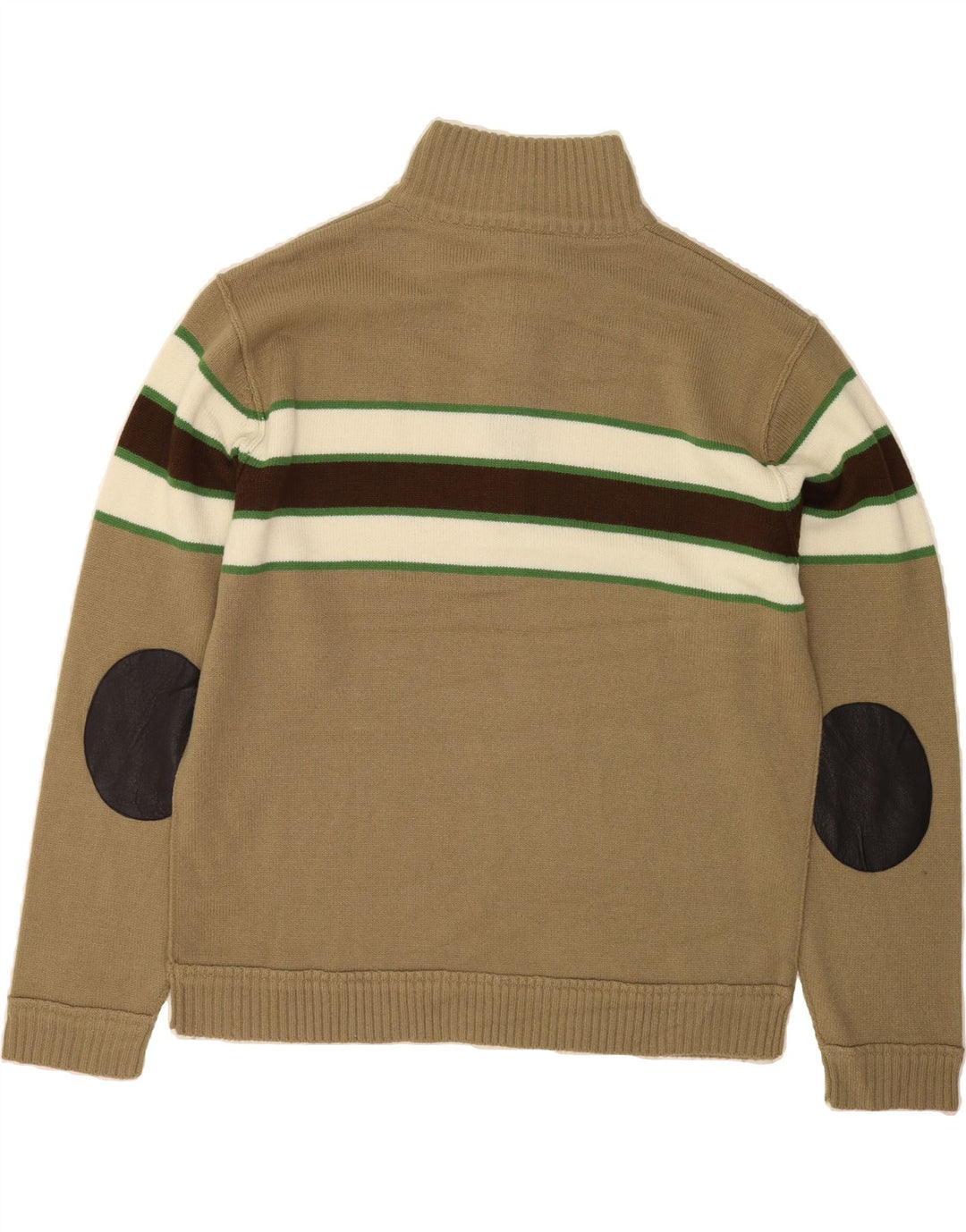 VINTAGE Mens Zip Neck Jumper Sweater XL Beige Colourblock Acrylic Vintage Vintage and Second-Hand Vintage from Messina Hembry 