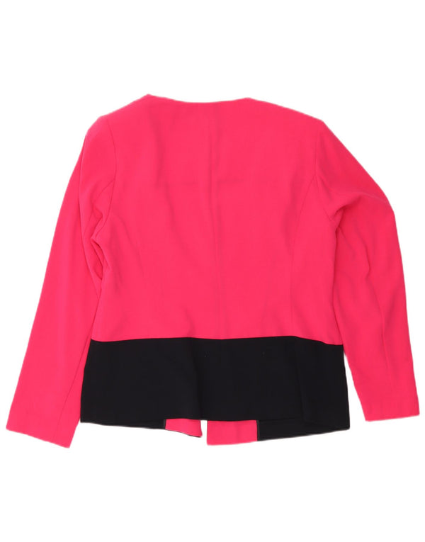 Jaqueta blazer aberta feminina Marks & Spencer UK 16 grande bloco colorido rosa