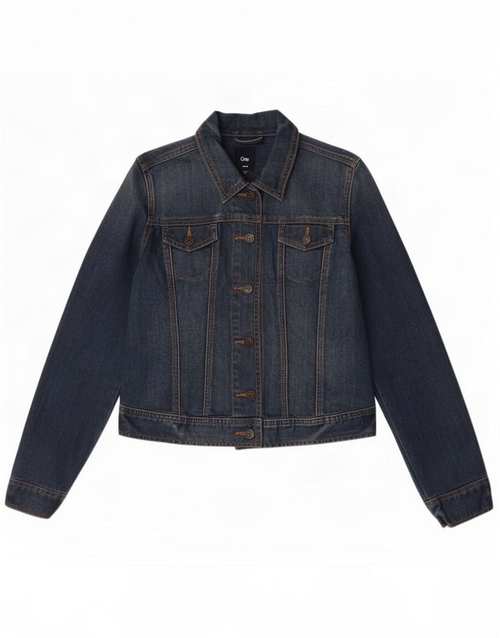 Jaqueta jeans feminina Gap UK 14 algodão azul médio
