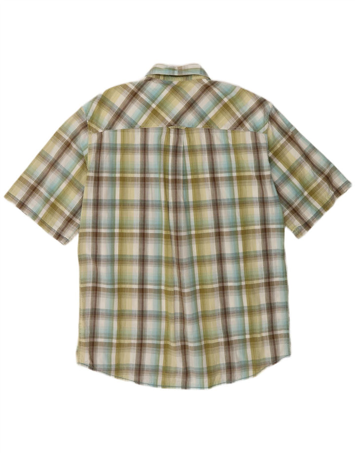 Marlboro Classics Camisa masculina de manga curta grande xadrez verde