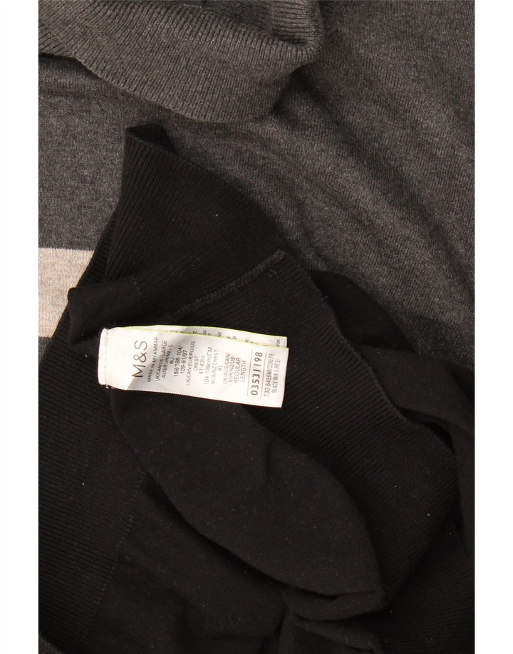 Suéter masculino Marks & Spencer com gola redonda grande bloco colorido preto