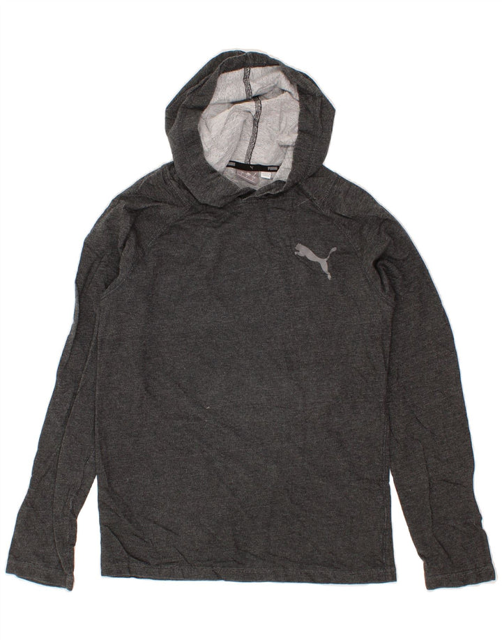 PUMA Mens Hooded Top Long Sleeve Small Grey Cotton Vintage Puma and Second-Hand Puma from Messina Hembry 
