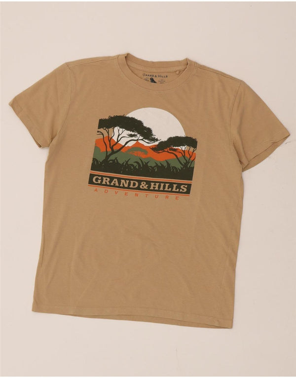 Camiseta gráfica Grand & Hills Boys 14-15 anos algodão bege