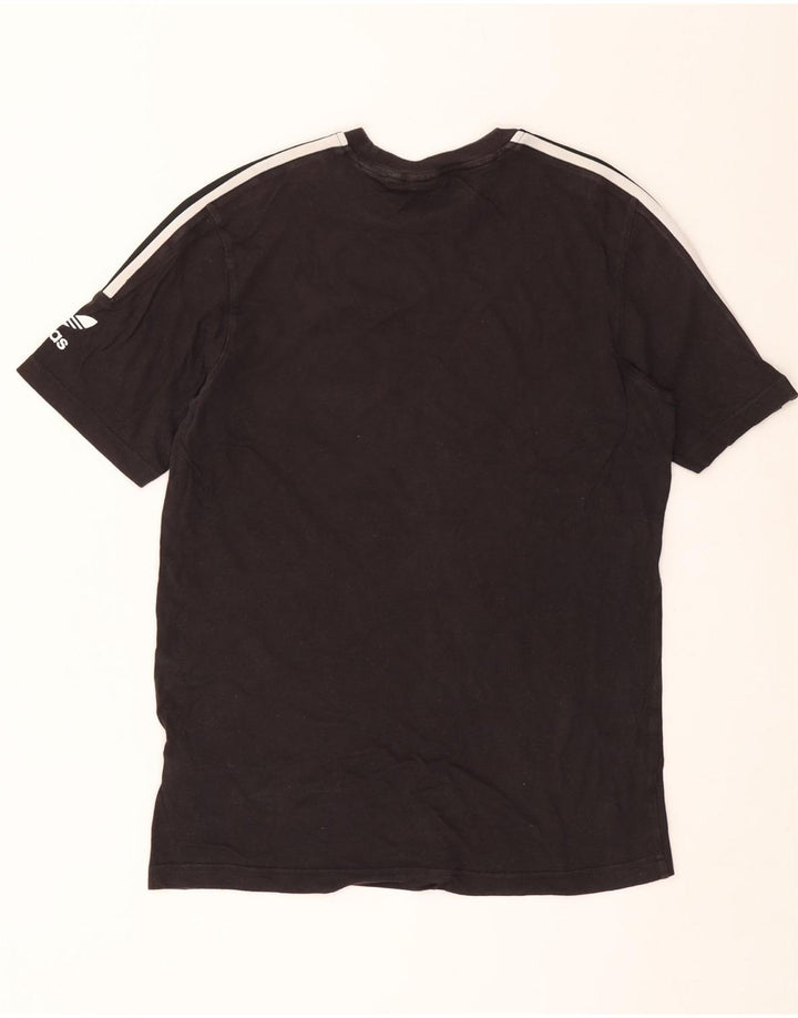 ADIDAS Mens Camiseta Top Pequeno Algodão Preto