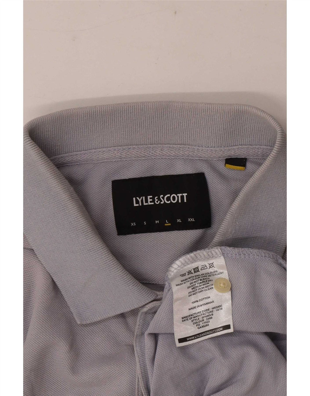 Lyle & Scott Camisa polo masculina de manga curta grande algodão cinza