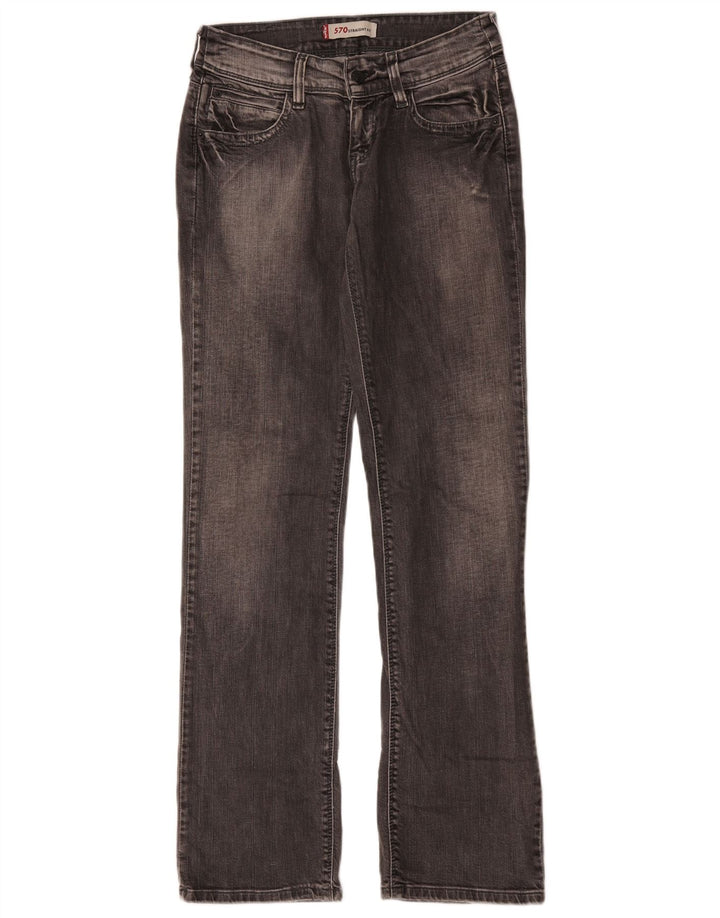 Calça jeans feminina Levi's 570 Straight W28 L31 cinza algodão