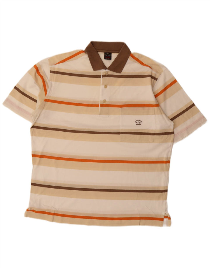 Camisa polo masculina Paul & Shark listrada bege grande