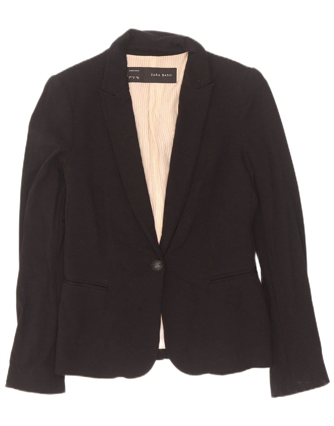 Jaqueta blazer feminina Zara com 1 botão Reino Unido 10 pequeno acetato preto