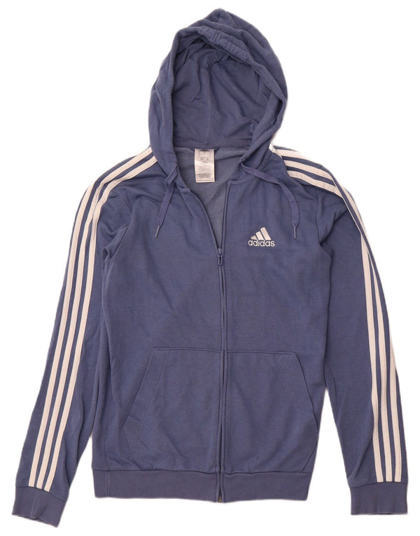 ADIDAS Mens Zip Hoodie Sweater Pequeno Azul Algodão