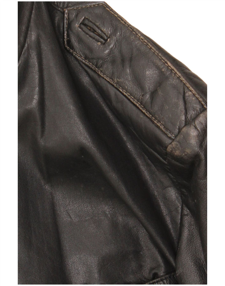 Jaqueta de couro masculina vintage UK 42 XL couro preto