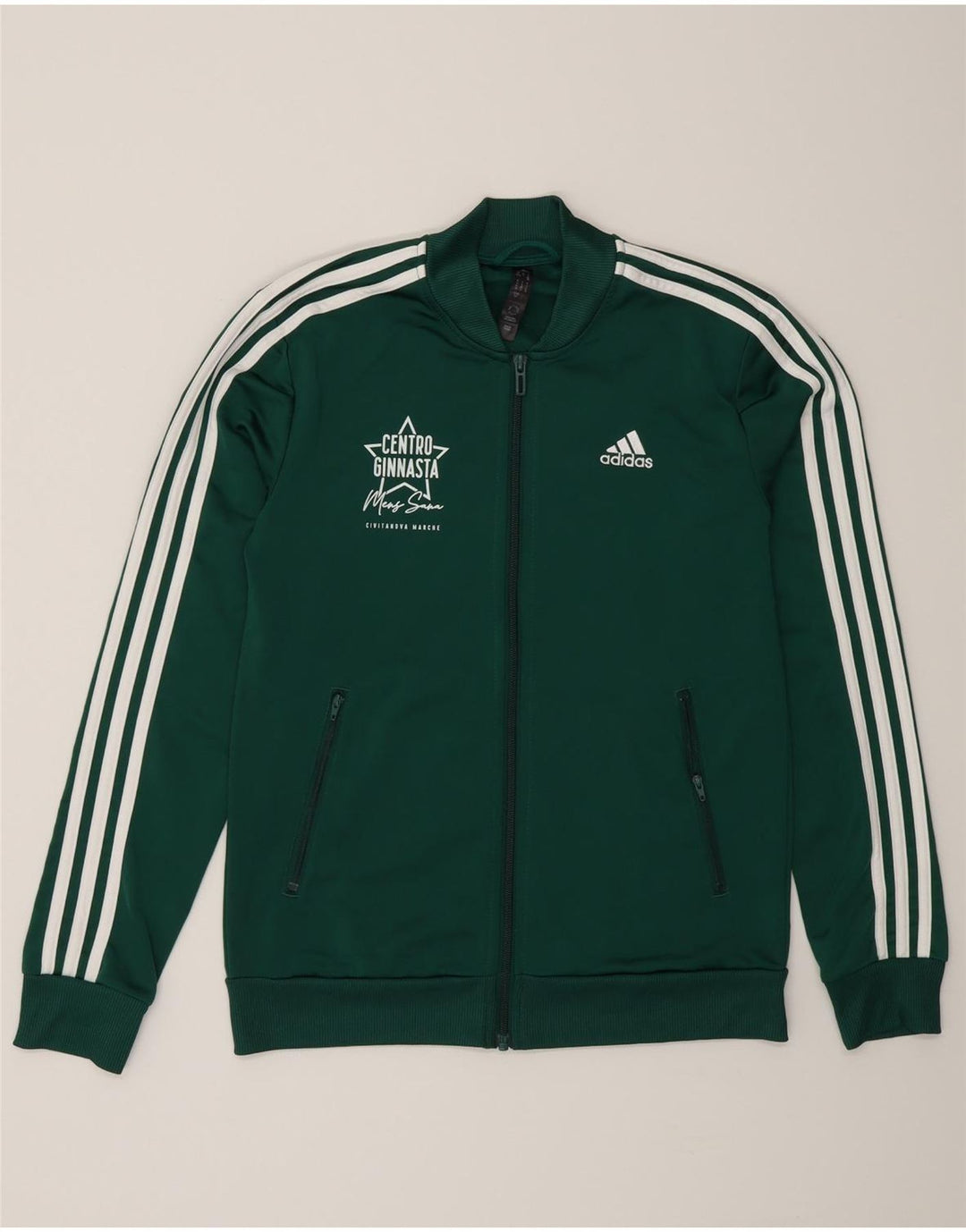 Adidas Womens Graphic Tracksuit Top Jacket UK 8/10 Pequeno Verde Poliéster