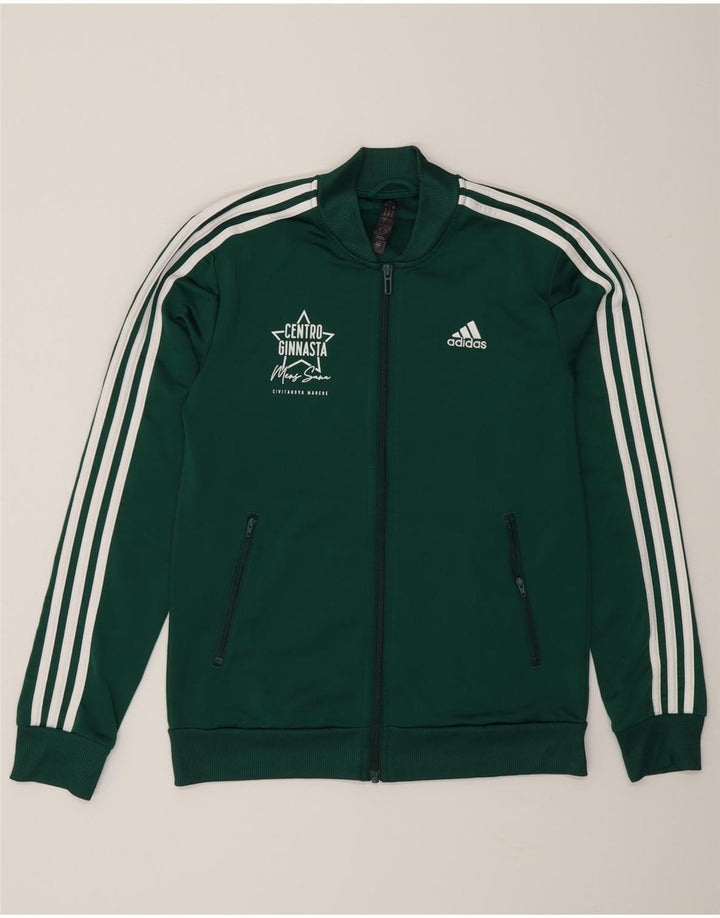 Adidas Womens Graphic Tracksuit Top Jacket UK 8/10 Pequeno Verde Poliéster