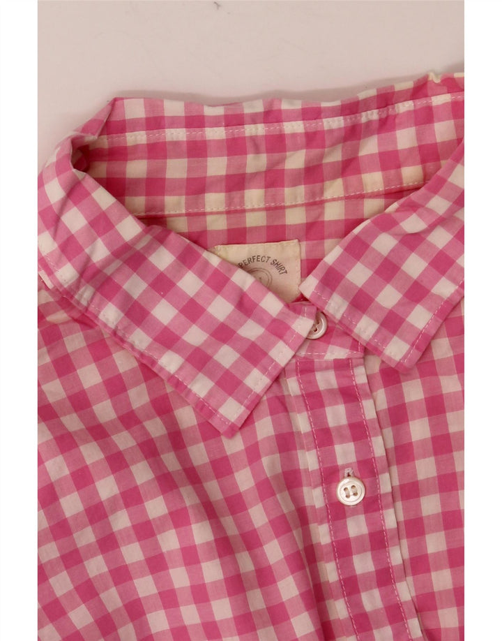 J. CREW Camisa feminina UK 14 médio rosa guingão