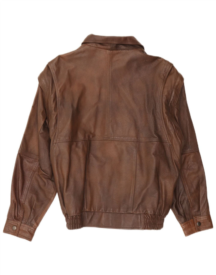 Jaqueta de couro masculina vintage UK 38 couro marrom médio retrô