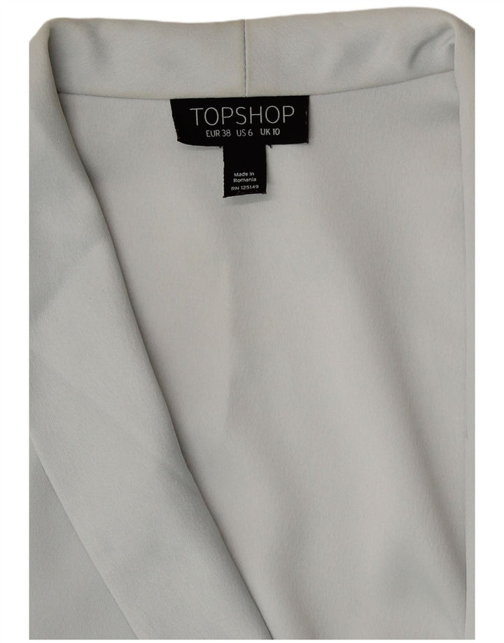 Jaqueta blazer feminina Topshop com peito duplo Reino Unido 10 poliéster cinza pequeno