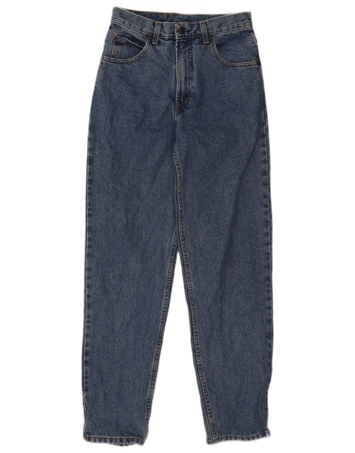Jeans cônicos femininos vintage W26 L29 azul