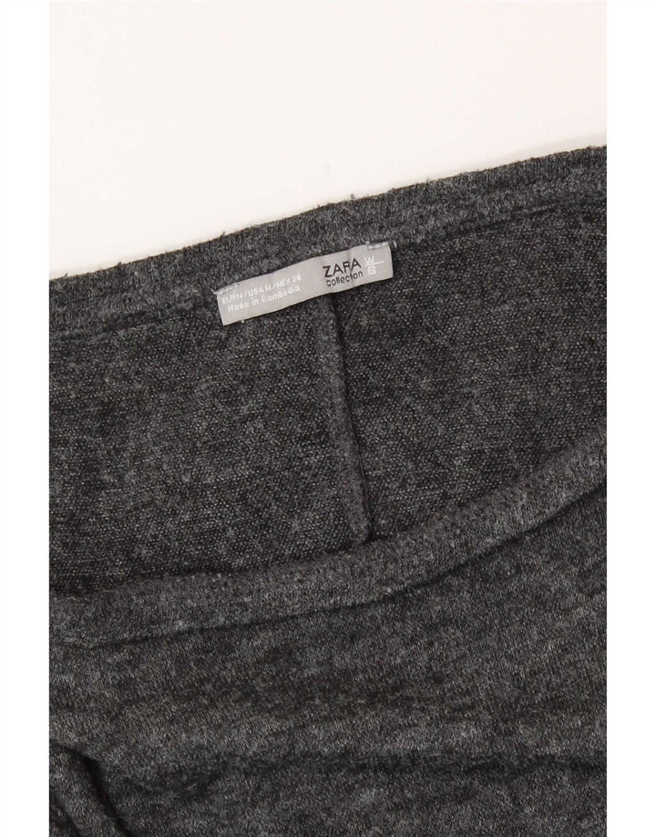 Top feminino Zara de manga comprida UK 12 cinza médio manchado