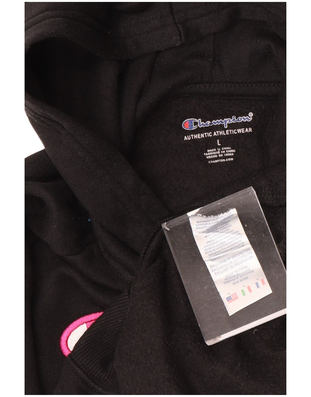 CHAMPION Suéter gráfico feminino com capuz 11-12 anos grande preto