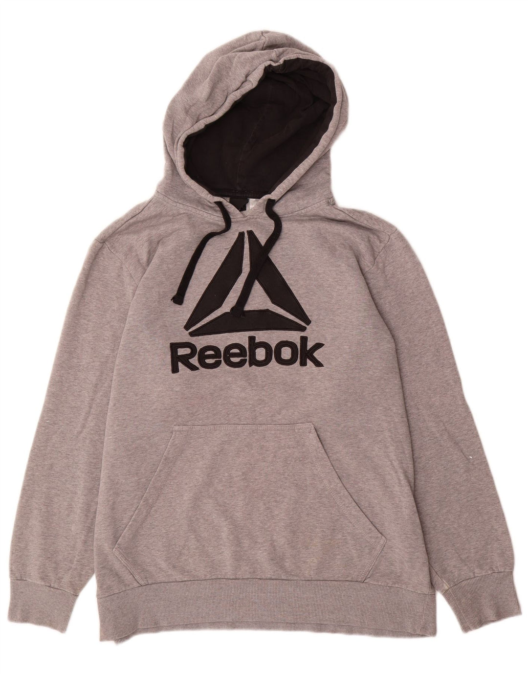 Reebok Mens Graphic Hoodie Jumper Grande Algodão Cinza