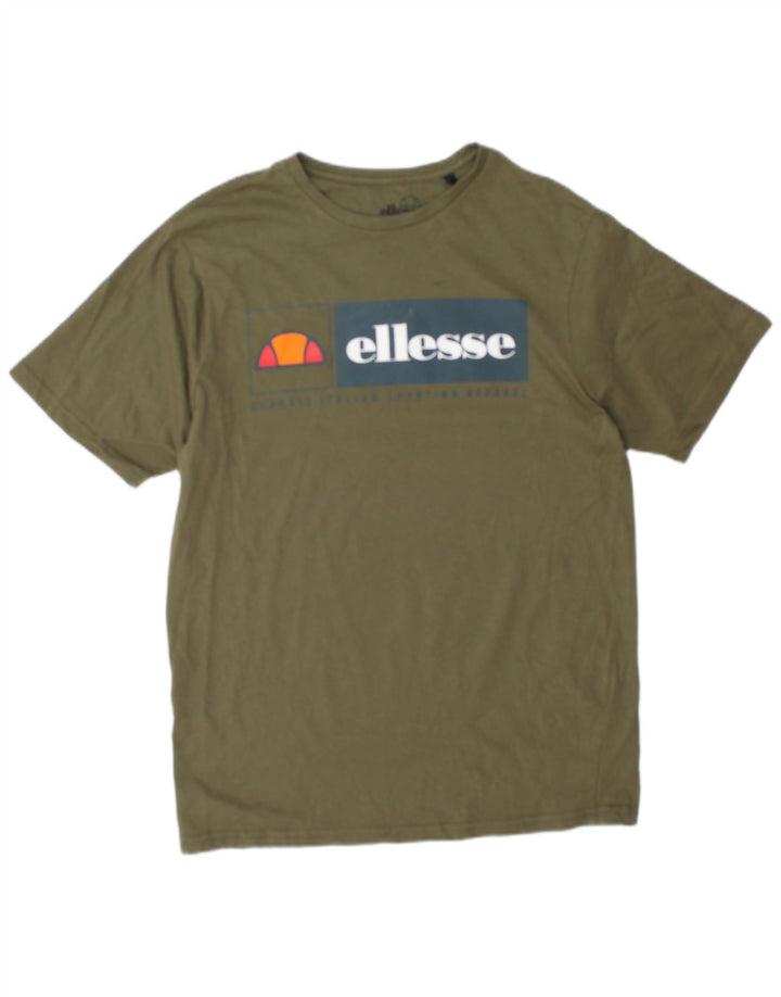 Camiseta masculina Ellesse com estampa gráfica grande de algodão cáqui