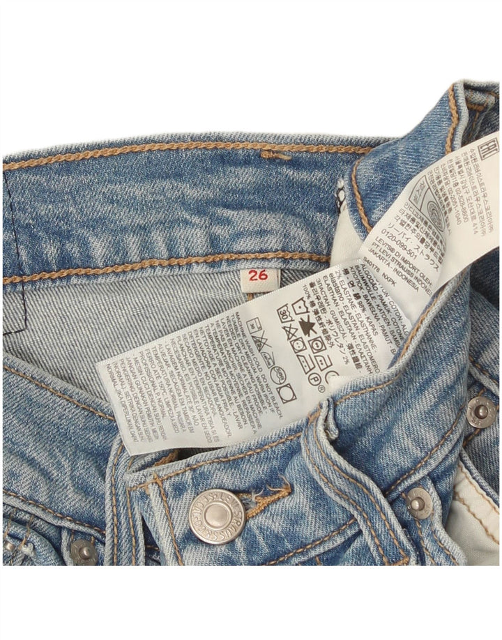Shorts jeans feminino Levi's W26 pequeno algodão azul